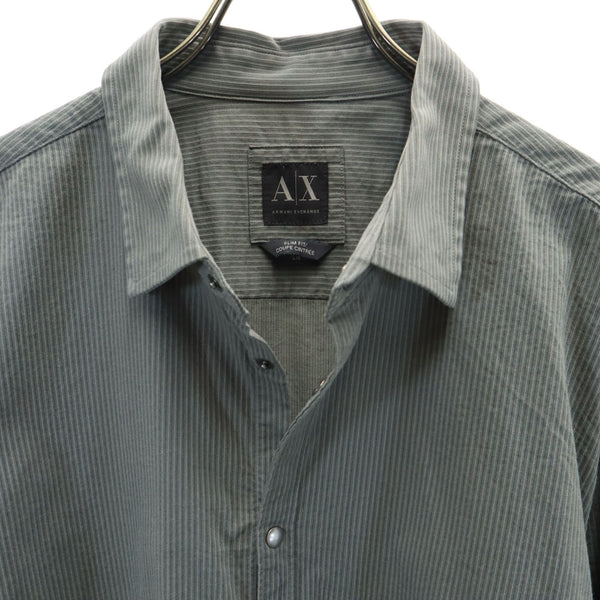 アルマーニエクスチェンジ ストライプ柄 長袖 シャツ L チャコールグレー ARMANI EXCHANGE A/X メンズ