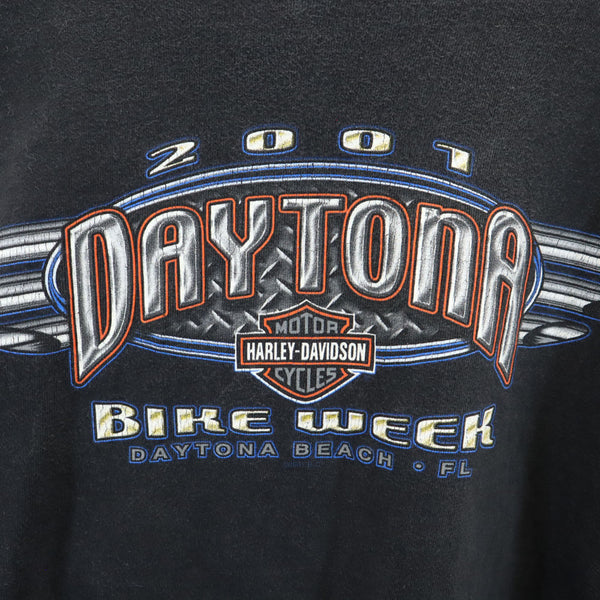 ハーレーダビッドソン 2001年 USA製 オールド デイトナ 2001 長袖 Tシャツ M チャコールブラック HARLEY DAVIDSON ロンT DAYTONA メンズ