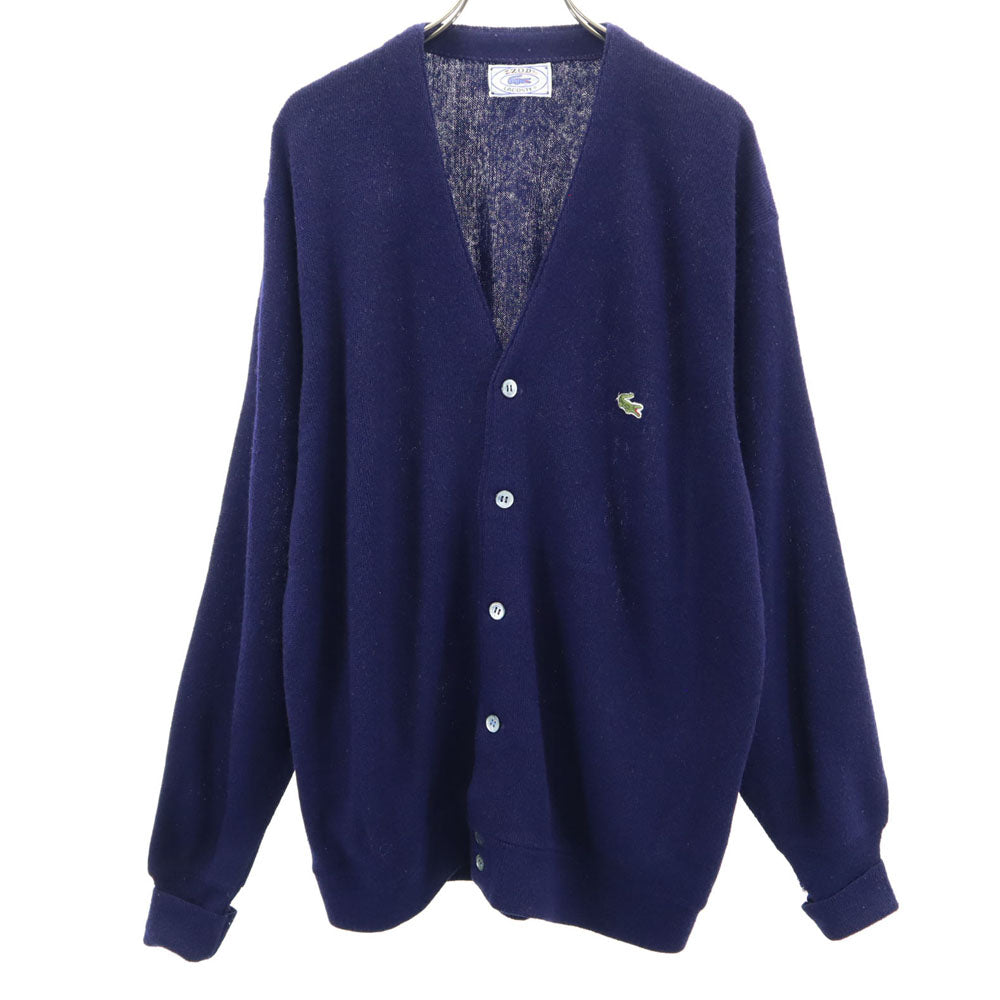 IZOD LACOSTE アイゾッドラコステ 70s 糸巻タグ ヴィンテージ 長袖 Vネック ニットカーディガン L ネイビー メンズ