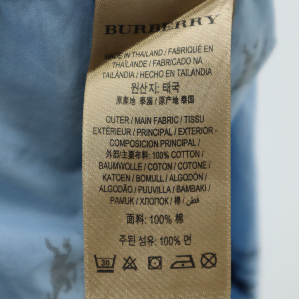 バーバリー 総ロゴ 長袖 ボタンダウンシャツ XL ライトブルー BURBERRY メンズ