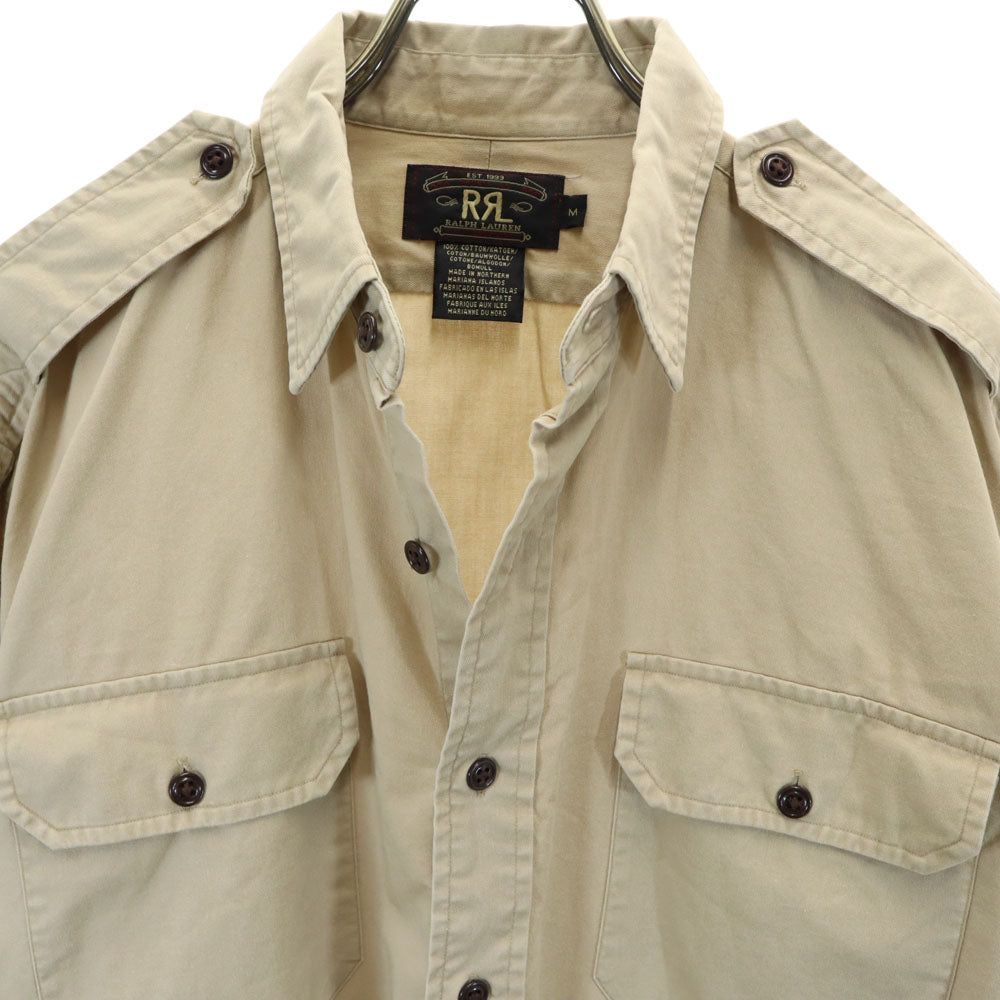 RRL 90s 初期タグ 赤3星 オールド ラルフローレン 長袖 ミリタリーシャツ M ベージュ ダブルアールエル メンズ