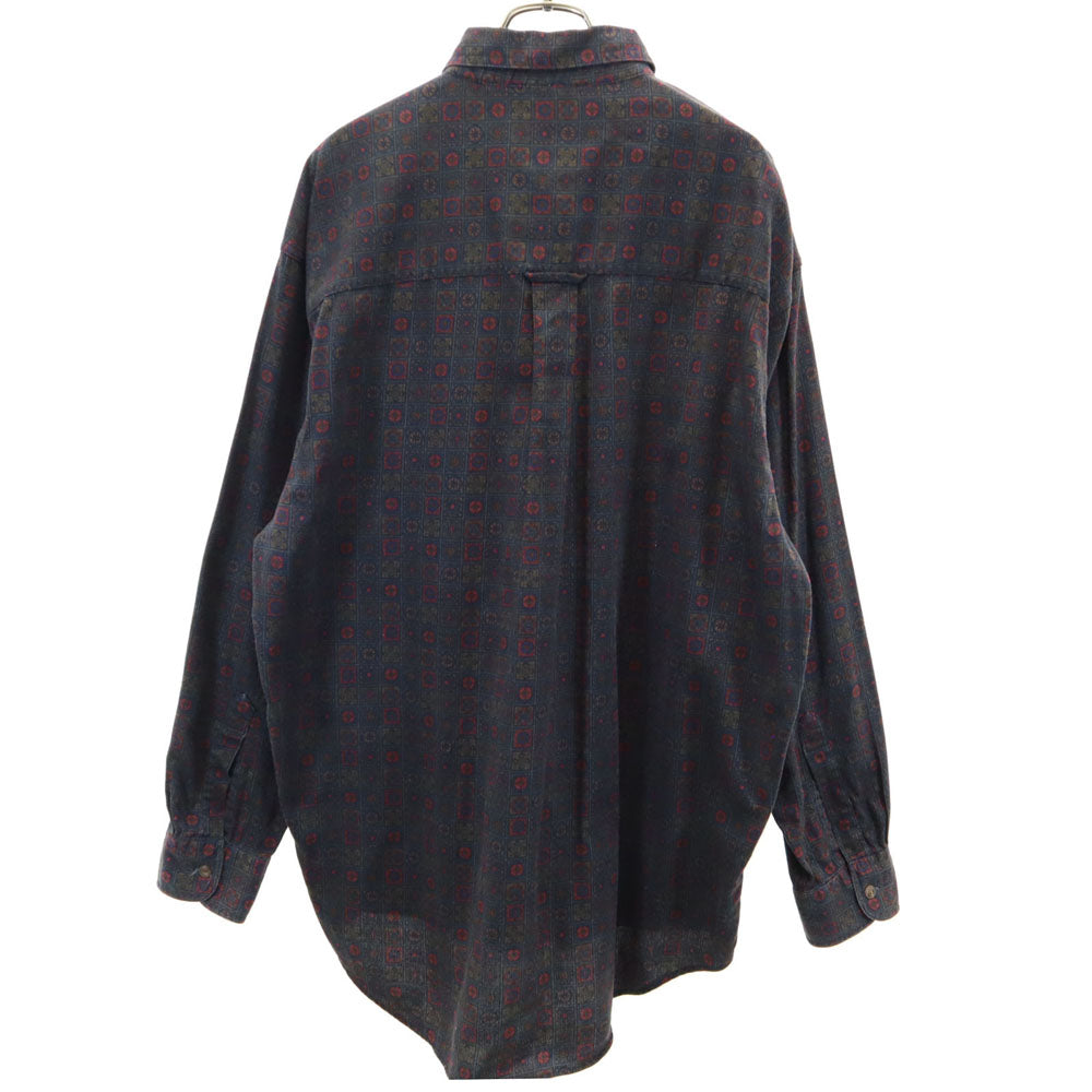 CHAPS RALPH LAUREN チャップスラルフローレン 90s オールド 総柄 長袖 ボタンダウンシャツ L 深緑系 メンズ