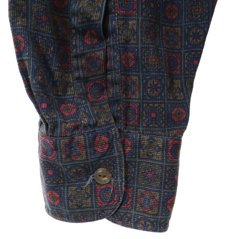 CHAPS RALPH LAUREN チャップスラルフローレン 90s オールド 総柄 長袖 ボタンダウンシャツ L 深緑系 メンズ