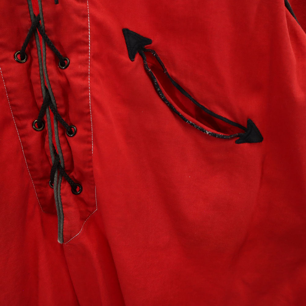 JUBI LEE 40s 50s スマイルポケット ヴィンテージ 長袖 プルオーバー ウエスタンシャツ レッド レースアップ メンズ