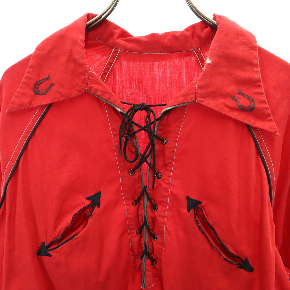 40s 50s ヴィンテージ レースアップデニムプルオーバーシャツ