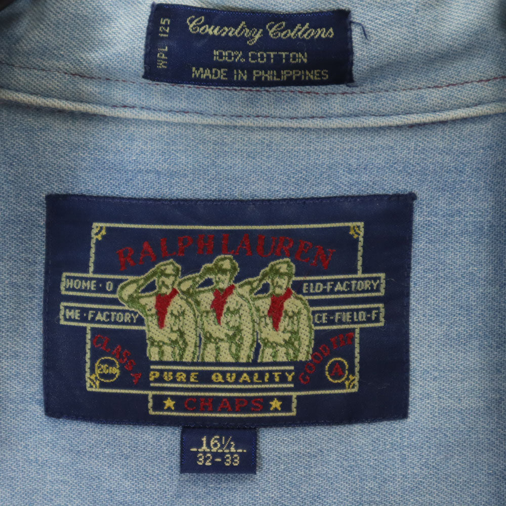 CHAPS RALPH LAUREN チャップスラルフローレン 80s ヴィンテージ 長袖 ボタンダウンシャツ 32-33 ワインレッド メンズ