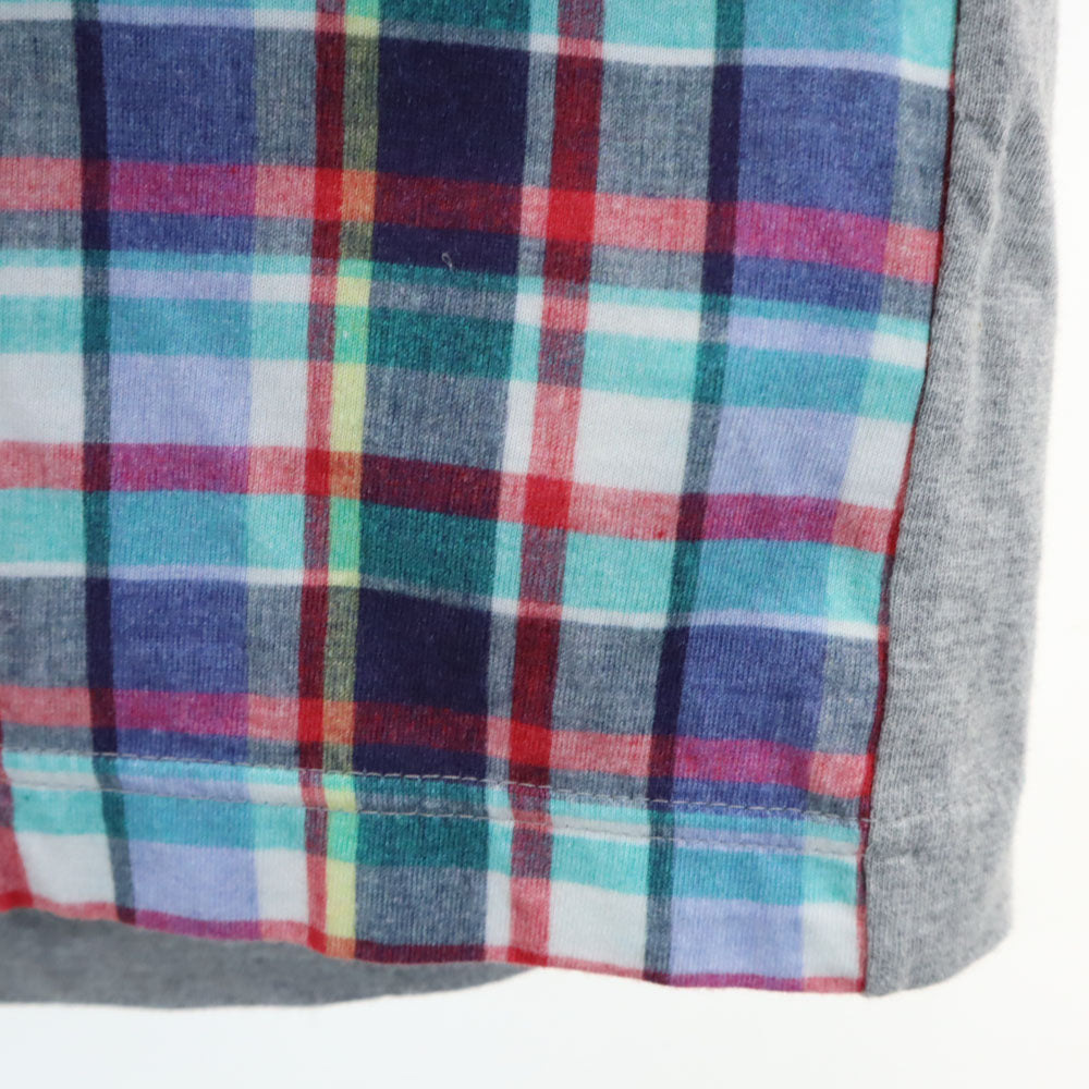 COMME des GARCONS HOMME コムデギャルソンオム 2011年製 日本製 チェック柄切替 7分袖 Vネック カーディガン S グレー 他 メンズ