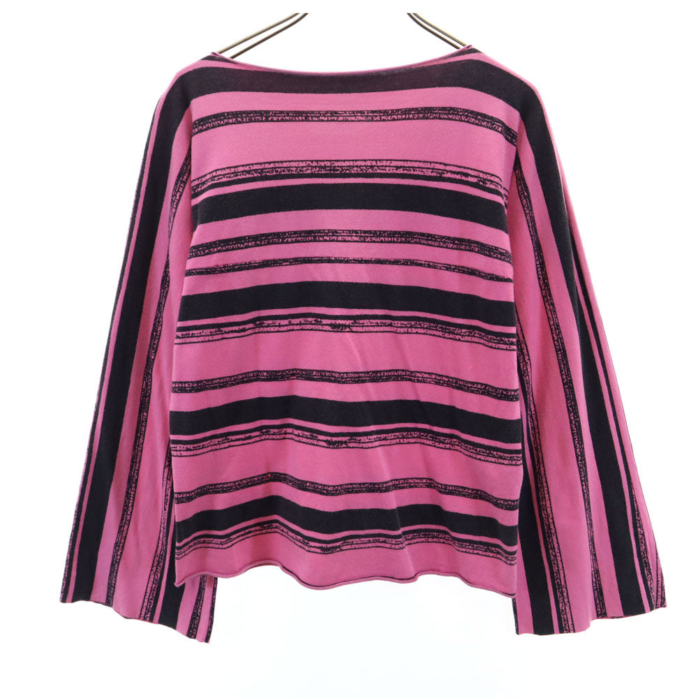 MM6 エムエムシックス イタリア製 ボーダー柄 長袖 ボートネック カットソー M ピンク Martin Margiela レディース