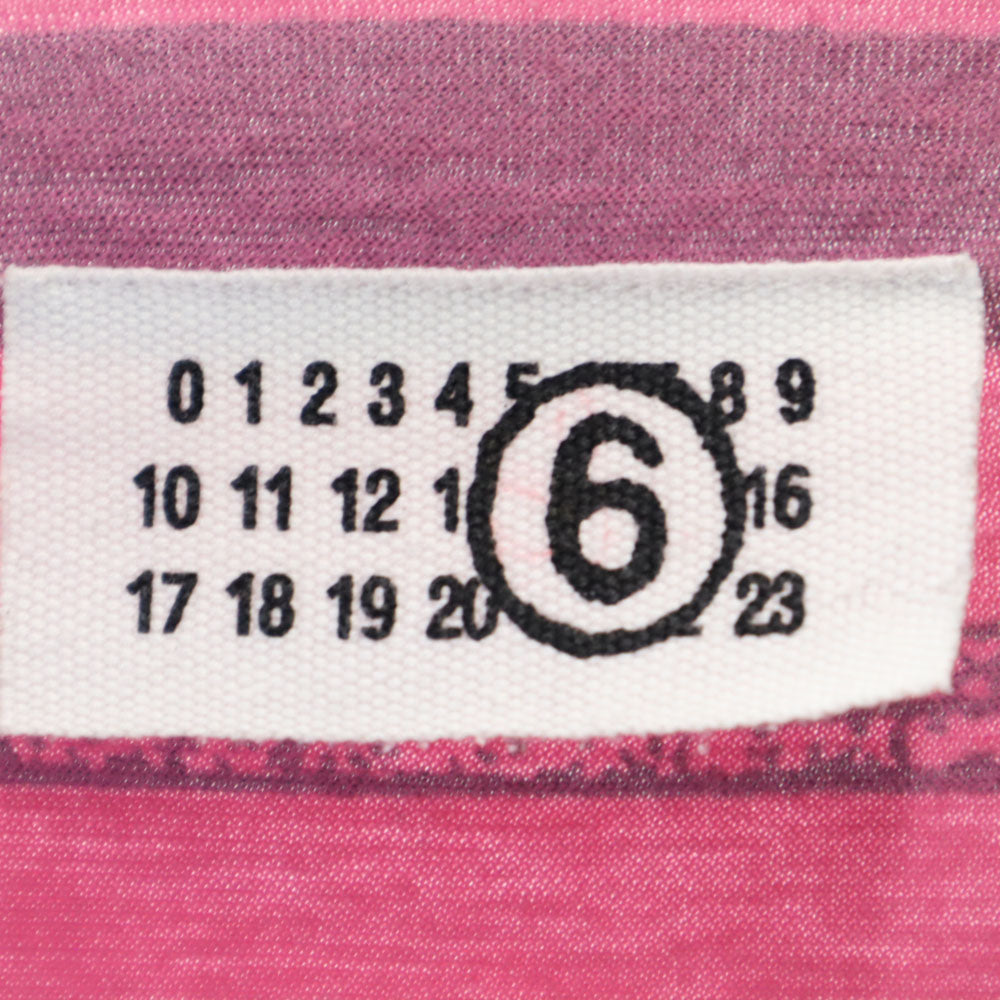MM6 エムエムシックス イタリア製 ボーダー柄 長袖 ボートネック カットソー M ピンク Martin Margiela レディース
