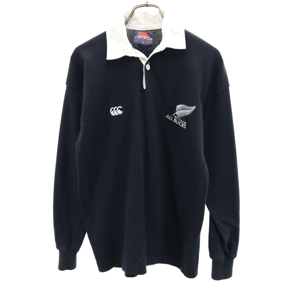 CANTERBURY OF NEW ZEALAND カンタベリー ニュージーランド製 長袖 ポロシャツ XS ブラック ラグビー メンズ