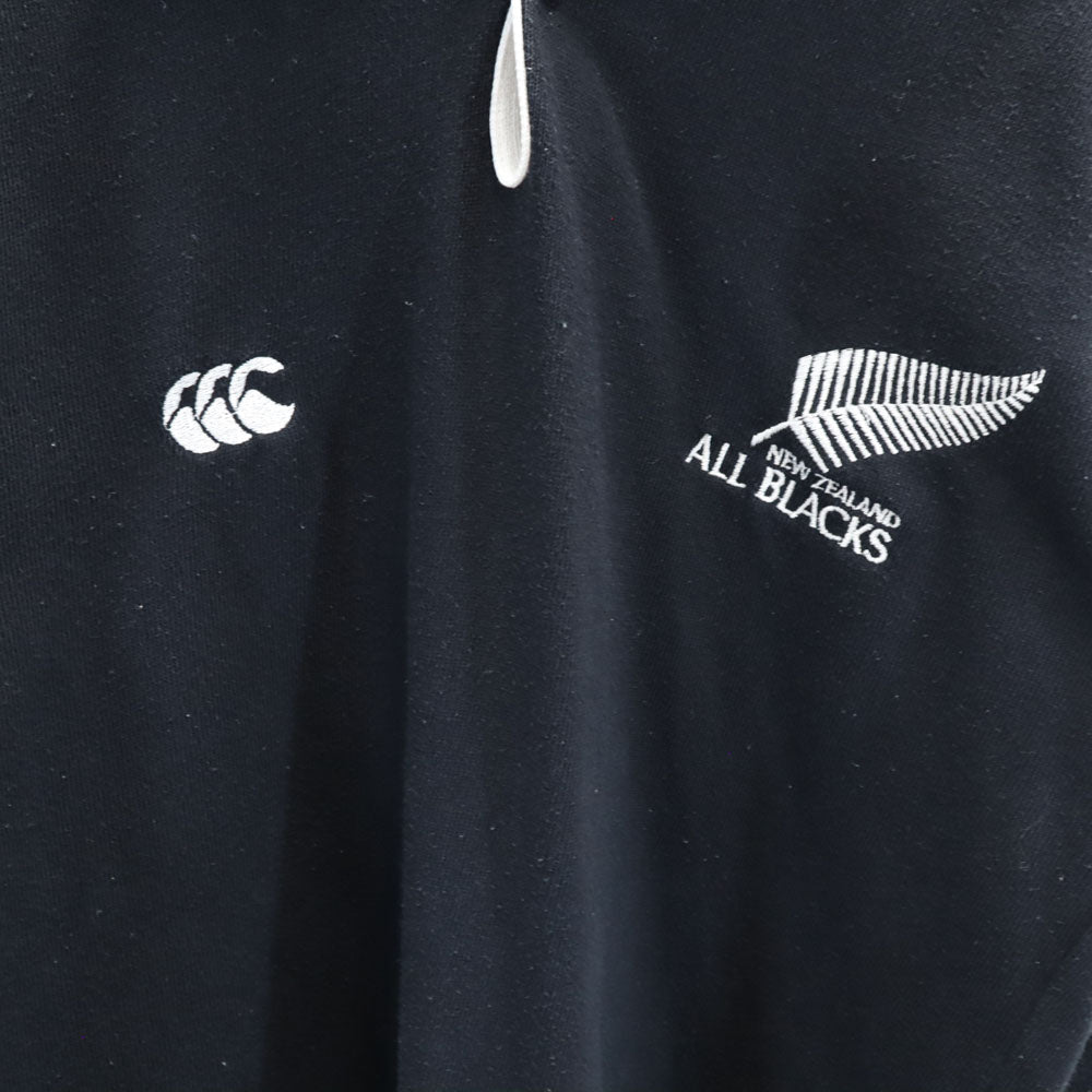 CANTERBURY OF NEW ZEALAND カンタベリー ニュージーランド製 長袖 ポロシャツ XS ブラック ラグビー メンズ