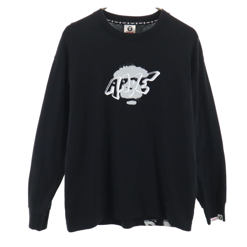 A BATHING APE アベイシングエイプ バックプリント 長袖 Tシャツ S ブラック ロンT メンズ