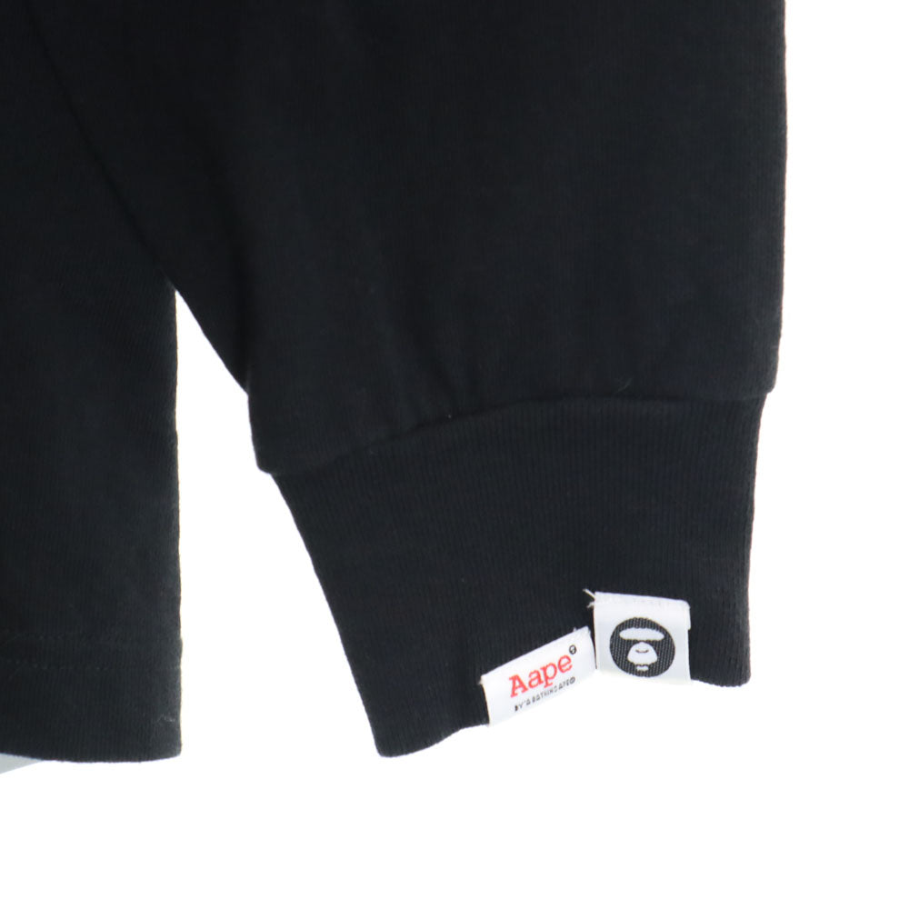 A BATHING APE アベイシングエイプ バックプリント 長袖 Tシャツ S ブラック ロンT メンズ