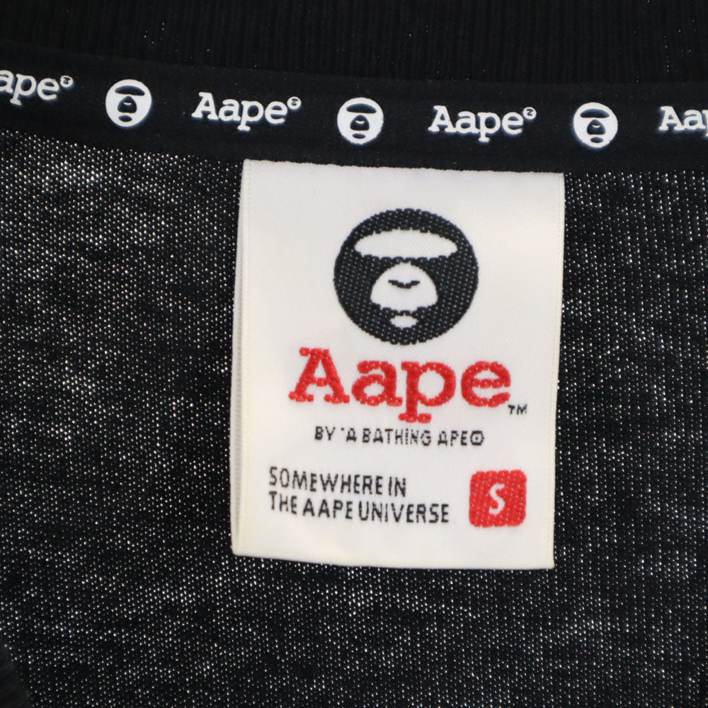 A BATHING APE アベイシングエイプ バックプリント 長袖 Tシャツ S ブラック ロンT メンズ