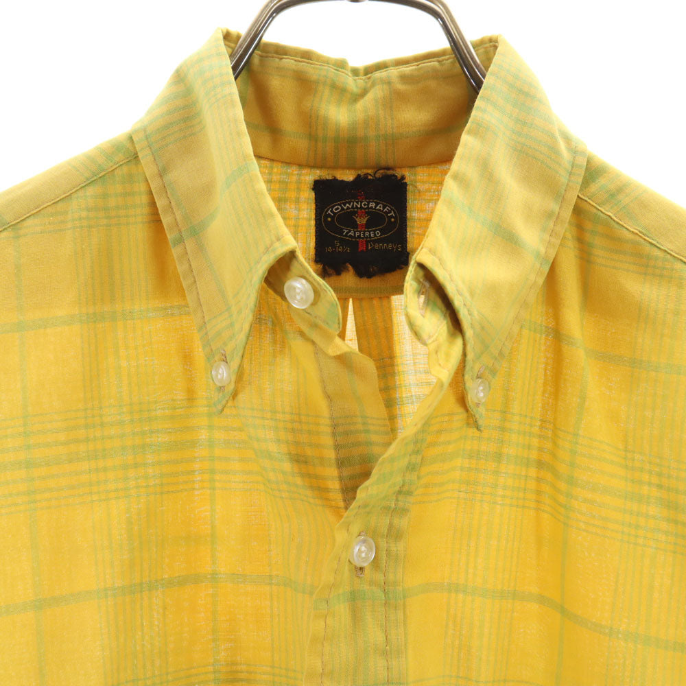 TOWNCRAFT タウンクラフト 70s ヴィンテージ チェック柄 長袖 ボタンダウンシャツ S イエロー メンズ