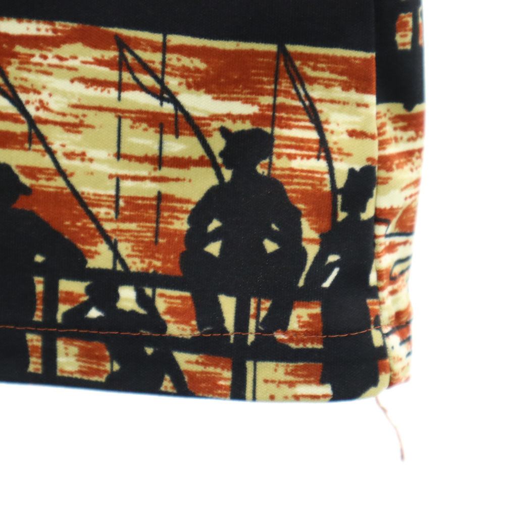 VINTAGE ヴィンテージ 70s ポリシャツ 総柄 長袖 シャツ ブラウン系 メンズ