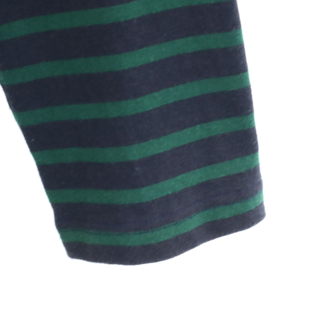 COMME des GARCONS HOMME コムデギャルソンオム 2017年 日本製 ボーダー柄 長袖 パーカー S ネイビー×グリーン プルオーバー ロンT メンズ