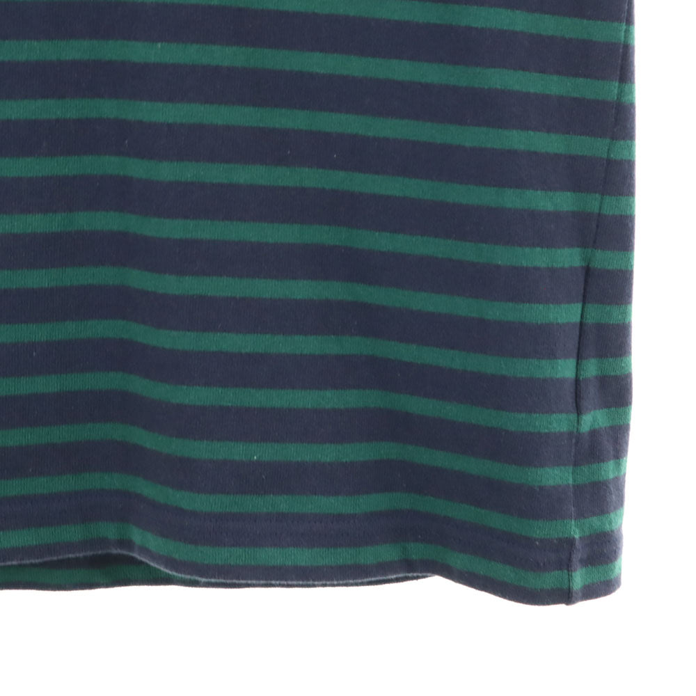 COMME des GARCONS HOMME コムデギャルソンオム 2017年 日本製 ボーダー柄 長袖 パーカー S ネイビー×グリーン プルオーバー ロンT メンズ