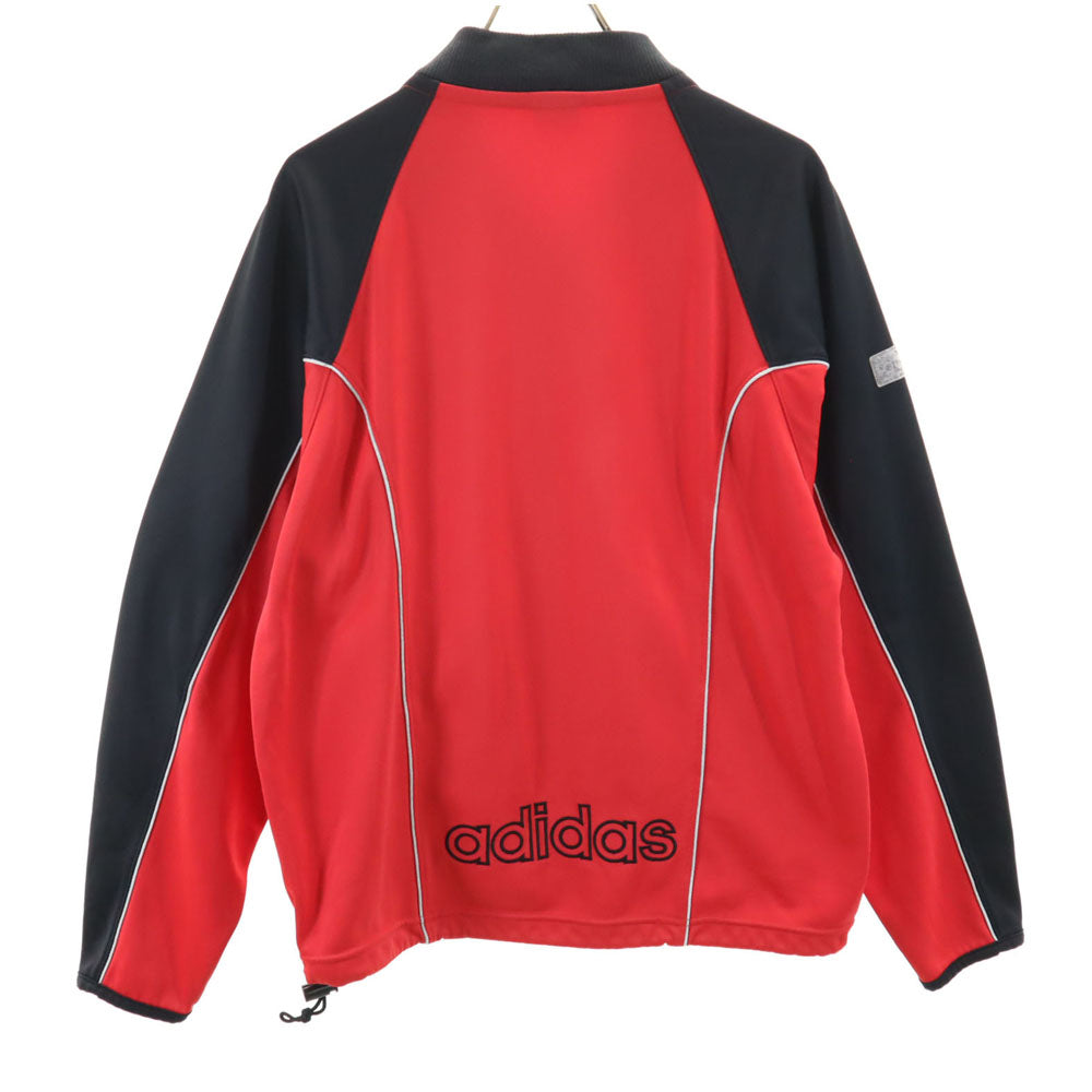 adidas アディダス 80s デサント製 ヴィンテージ ジップジャケット M-L レッド×ブラック ブルゾン 裏フリース ジャージ メンズ