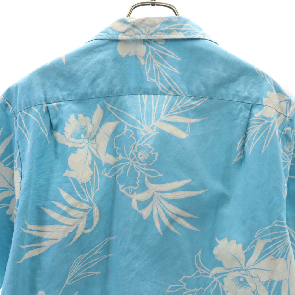 サンマリファッションズ 80s ヴィンテージ 花柄 半袖 オープンカラー アロハシャツ M ライトブルー SUNMARI FASHIONS 開襟 メンズ