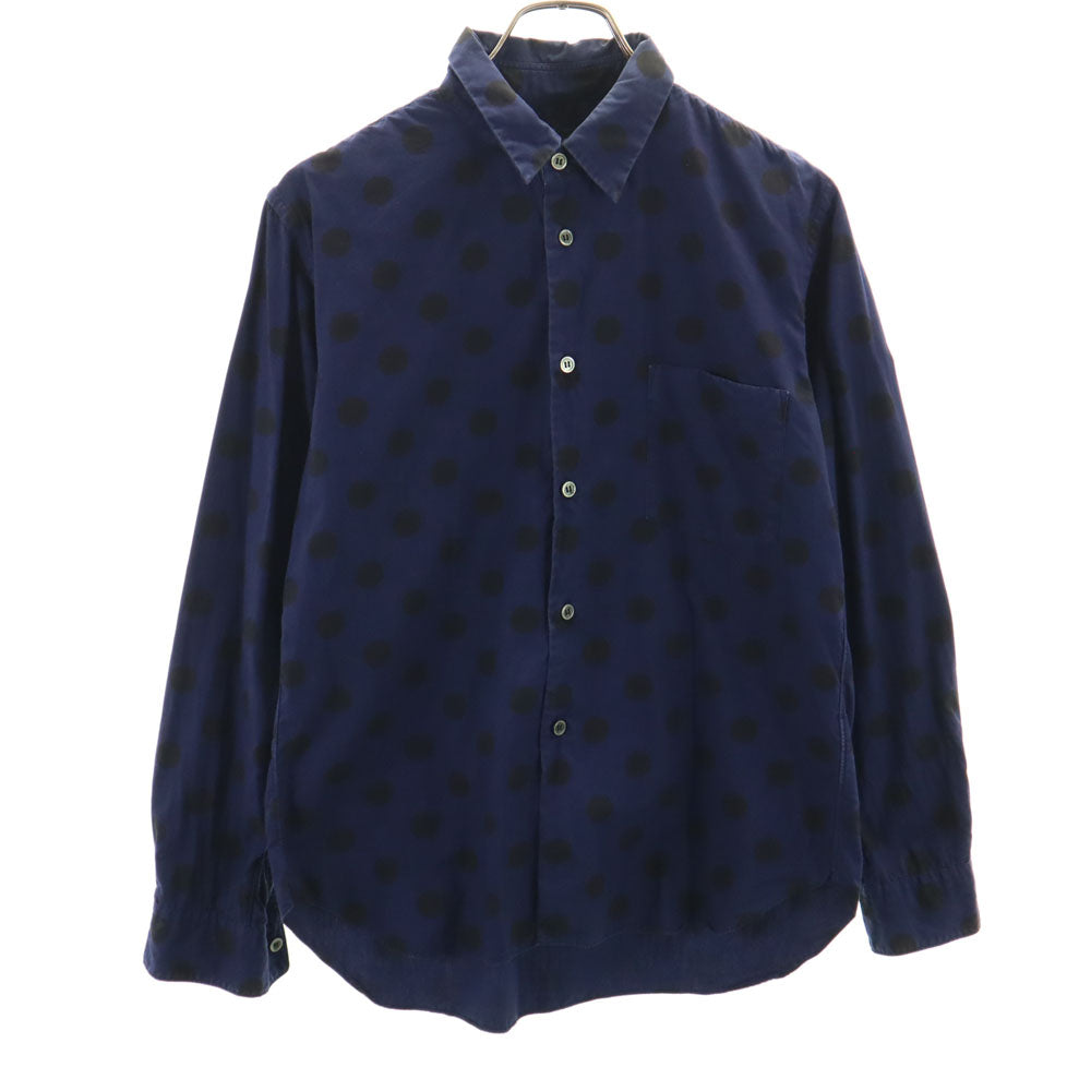 BLACK COMME des GARCONS ブラックコムデギャルソン 2011年 日本製 ドット柄 長袖 シャツ S ネイビー 水玉 メンズ