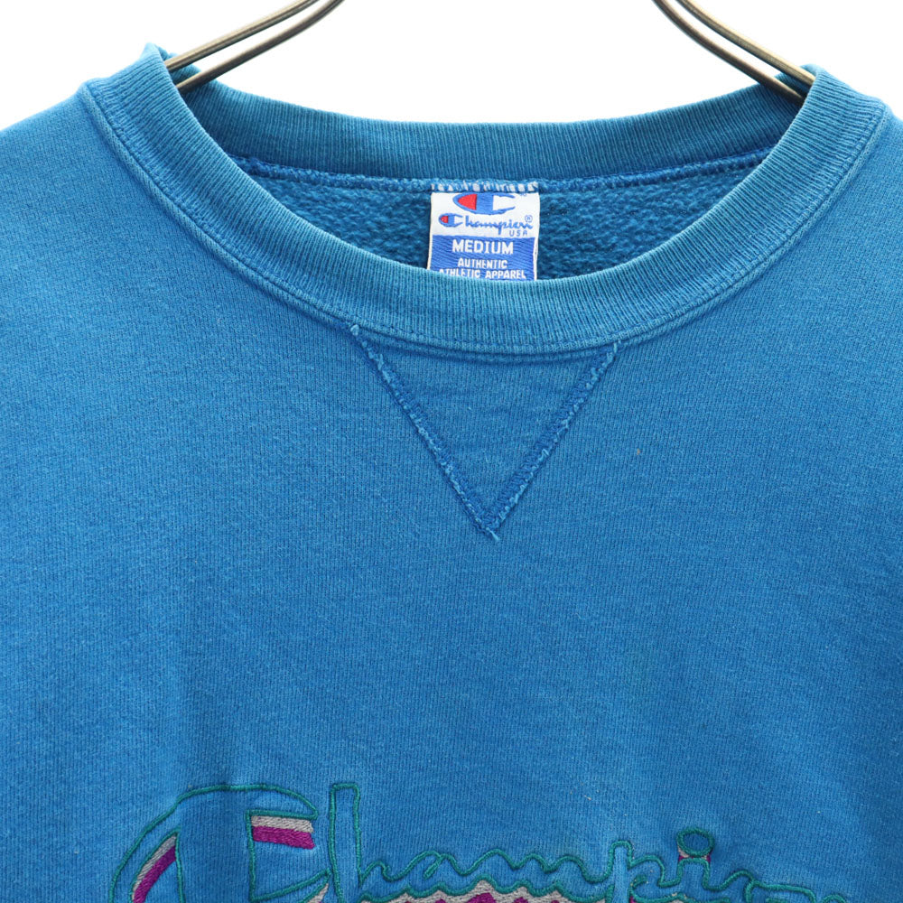 Champion チャンピオン 90s USA製 青タグ オールド 長袖 スウェット トレーナー M ライトブルー 裏起毛 メンズ