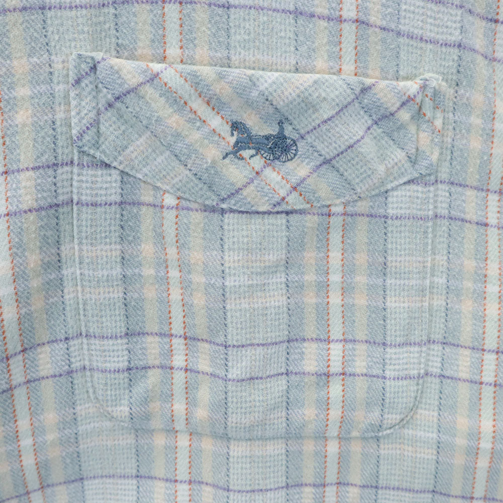 CELINE セリーヌ レナウン社製 チェック柄 長袖 ルームウェア 上下 セットアップ LB ブルー系 パジャマ メンズ