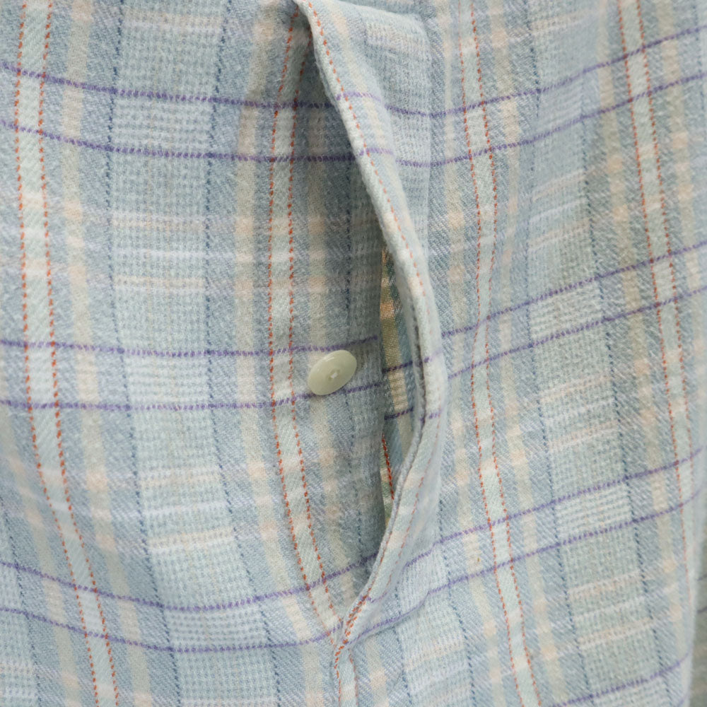 CELINE セリーヌ レナウン社製 チェック柄 長袖 ルームウェア 上下 セットアップ LB ブルー系 パジャマ メンズ