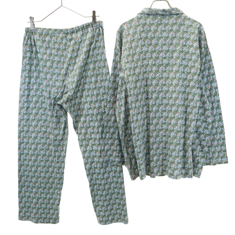 GIVENCHY ジバンシィ 日本製 総柄 長袖 ルームウェア 上下 セットアップ グリーン系 パジャマ メンズ