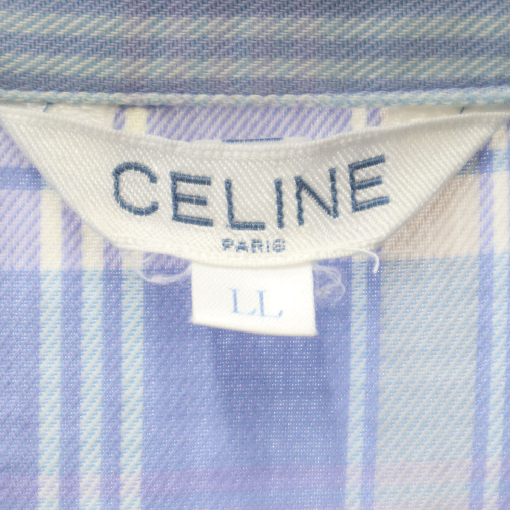 セリーヌ レナウン社製 チャック柄 長袖 ルームウェア 上下 セットアップ LL ブルー系 CELINE パジャマ メンズ