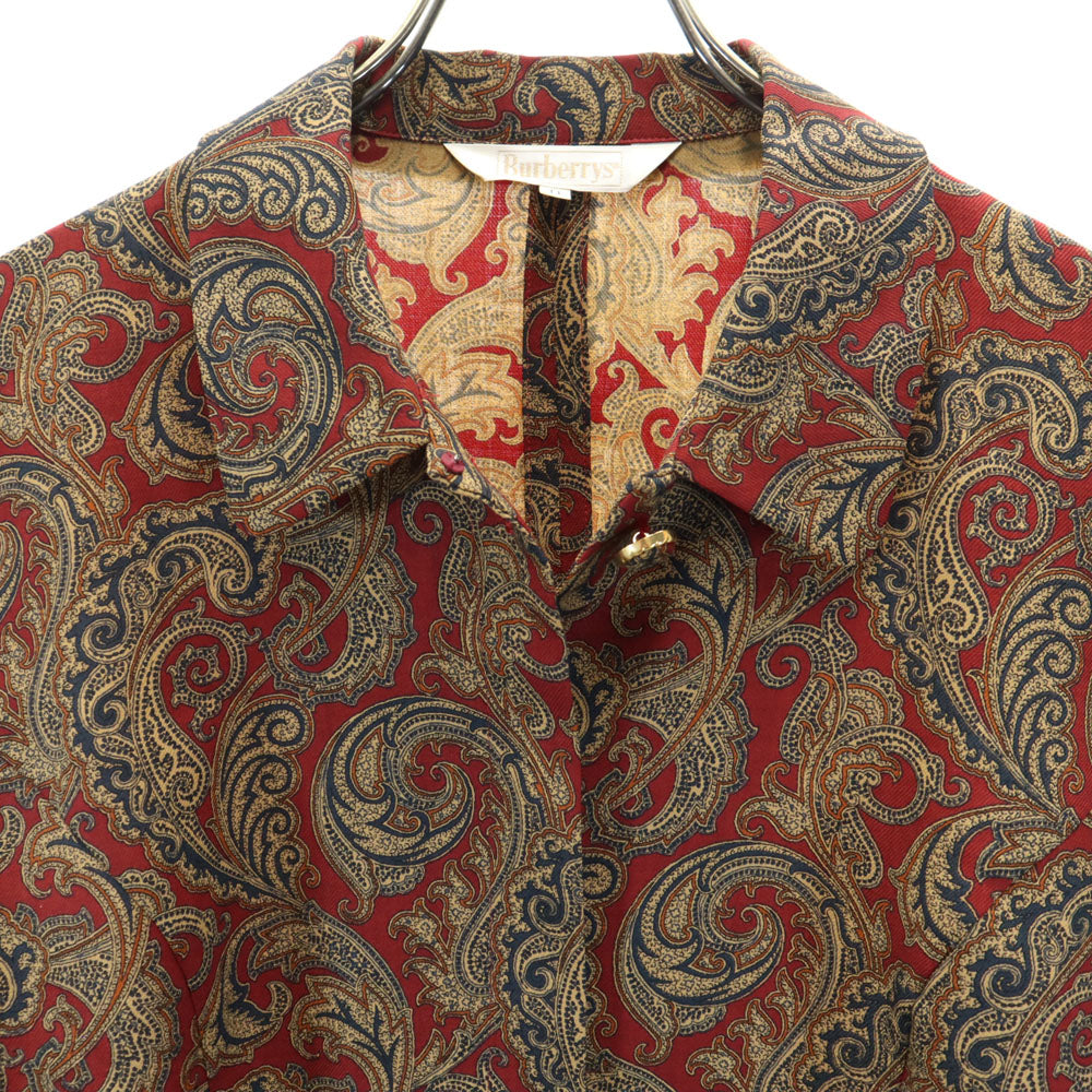 Burberrys バーバリーズ 90s ウール オールド 総柄 スカートスーツ 上下 セットアップ 11/9 赤系 レディース