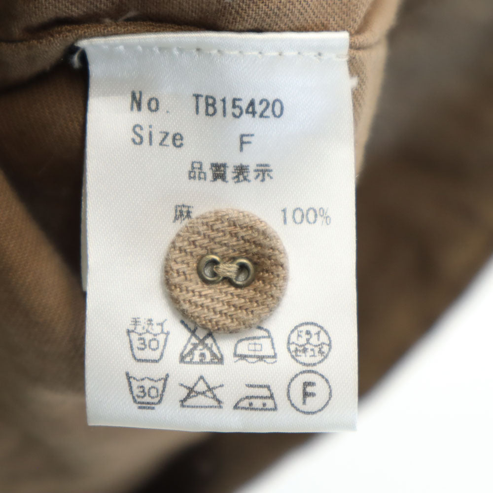 ツムグ リネン Vネック ベスト F アッシュブラウン tumugu： レディース