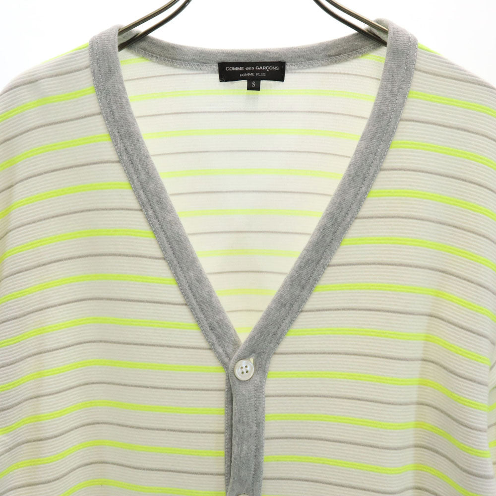 コムデギャルソンオムプラス 2009年 00s 日本製 ボーダー柄 長袖 Vネック カーディガン S ホワイト 他 COMME des GARCONS HOMME PLUS メンズ