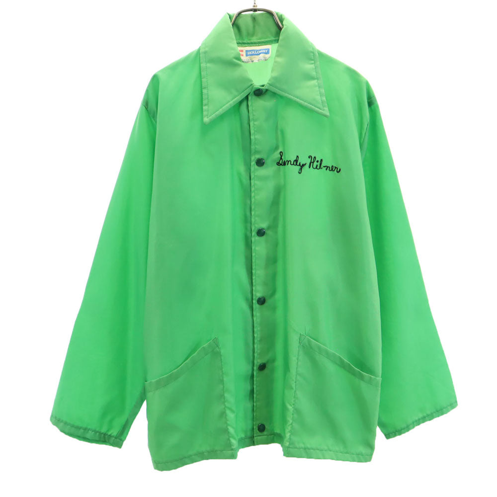 Holloway ホロウェイ 80s ヴィンテージ バックプリント コーチジャケット S 黄緑 メンズ