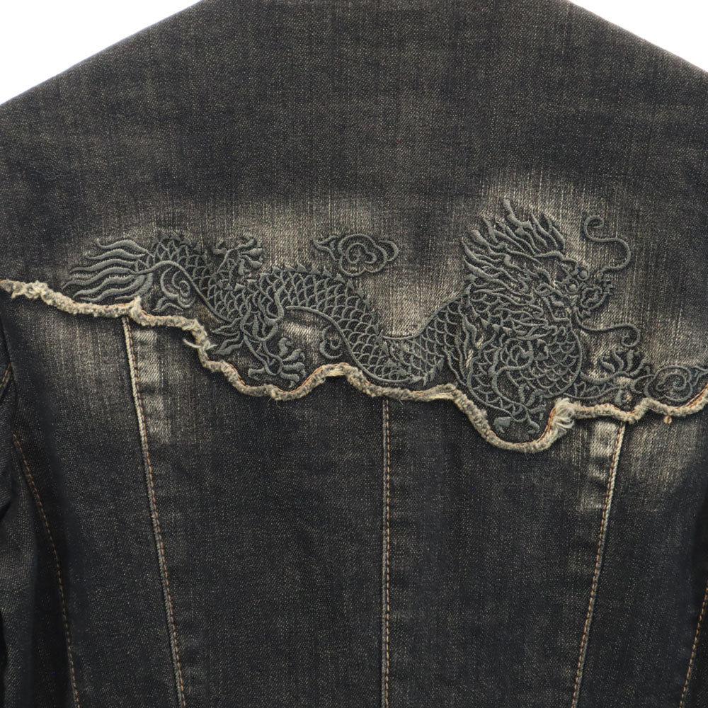 ヴィヴィアンタム ドラゴン刺繍 スタンドカラー デニムジャケット 0 ブラック系 VIVIENNE TAM ジージャン レディース