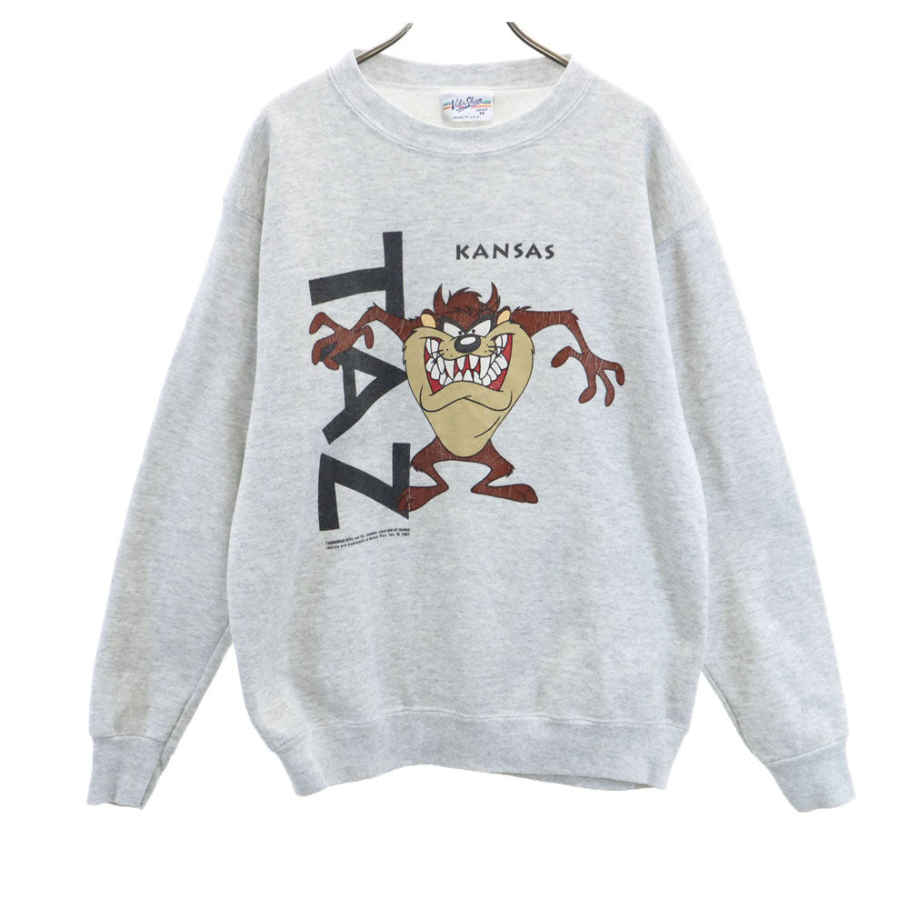 Velva Sheen ベルバシーン 90s USA製 オールド ワーナーブラザーズ プリント 長袖 スウェット トレーナー M グレー系 裏起毛 メンズ