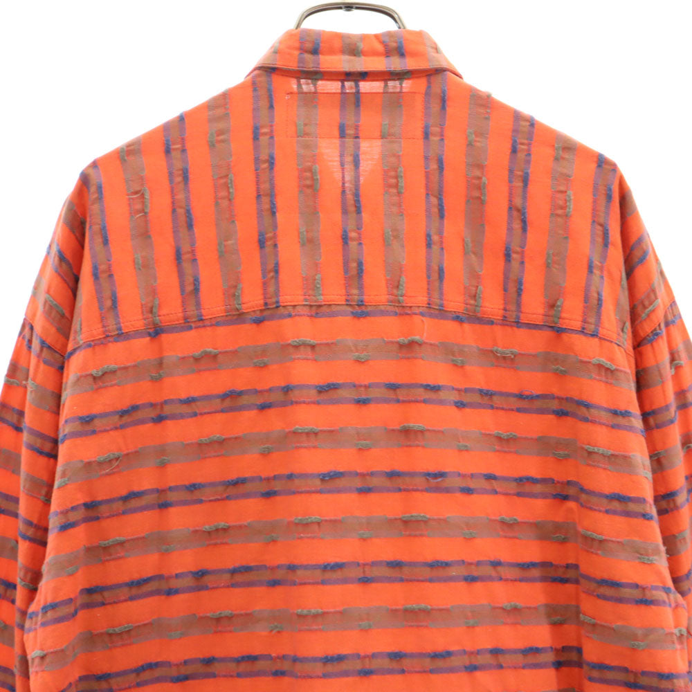 LONGUE DISTANCE 80s ヴィンテージ フランス製 総柄 長袖 シャツ オレンジ系 メンズ