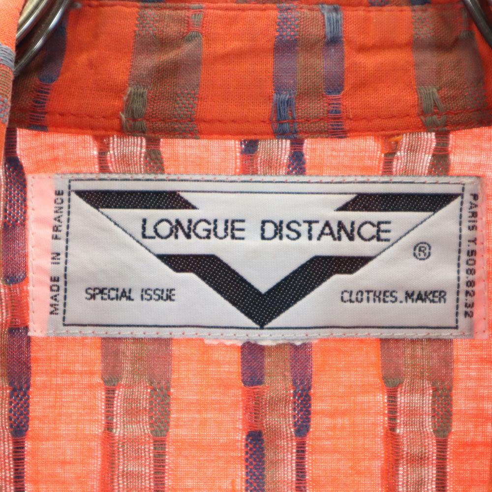 LONGUE DISTANCE 80s ヴィンテージ フランス製 総柄 長袖 シャツ オレンジ系 LONGUE DISTANCE メンズ