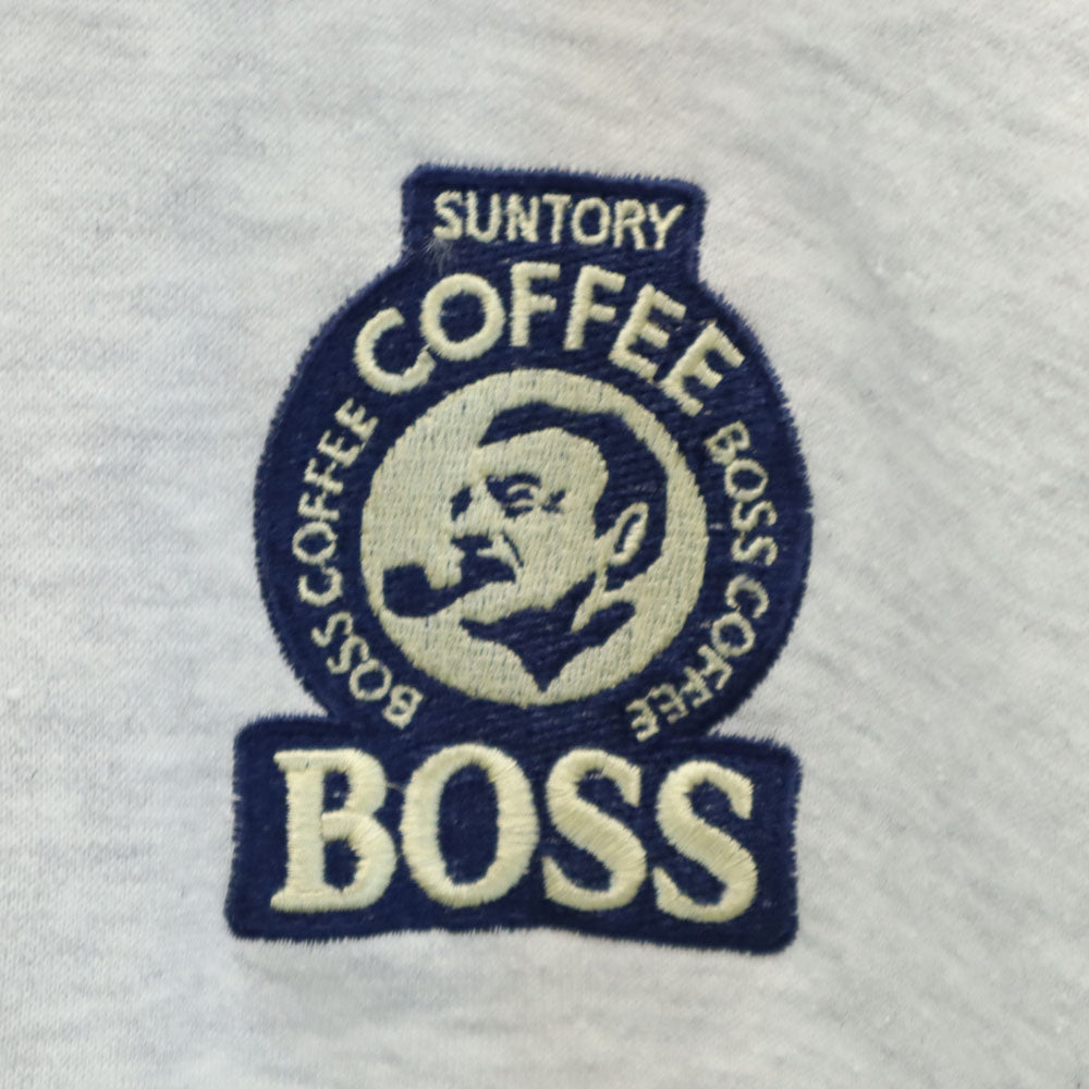 サントリー 缶コーヒー ボス 長袖 ハーフジップ スウェット ライトグレー SUNTORY BOSS 裏起毛 メンズ