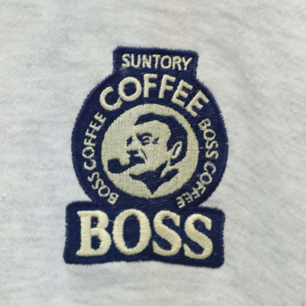 サントリー 缶コーヒー ボス 長袖 ハーフジップ スウェット ライトグレー SUNTORY BOSS 裏起毛 メンズ