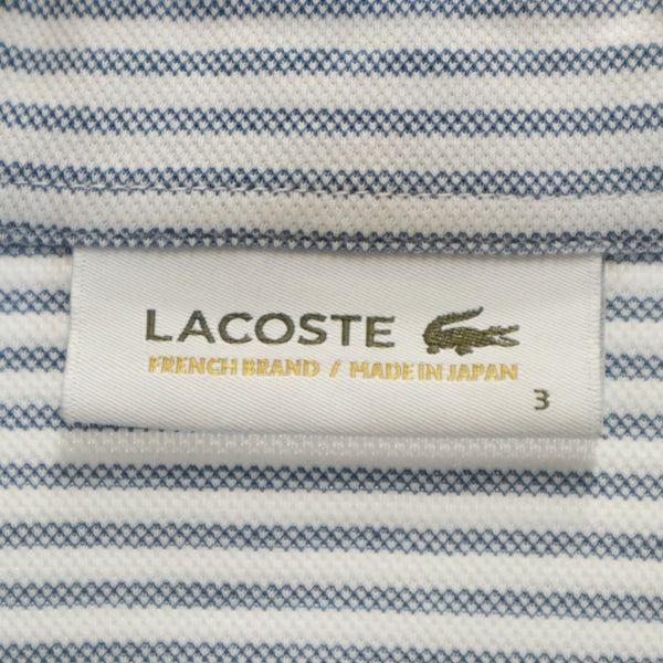 ラコステ 日本製 ストライプ 長袖 ボタンダウンシャツ 3 ホワイト系 LACOSTE 鹿の子 メンズ