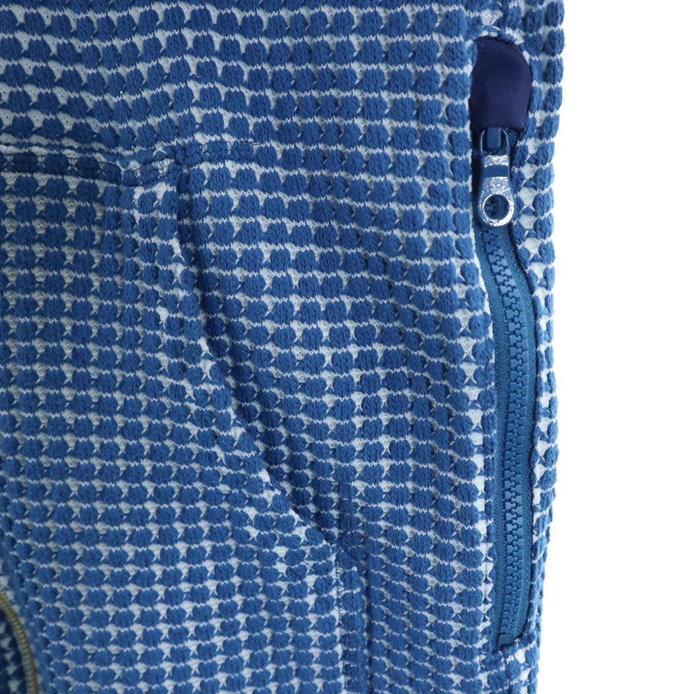 シーグリーン 日本製 長袖 ビッグワッフル ジップパーカー 3 ブルー系 フーディ メンズ