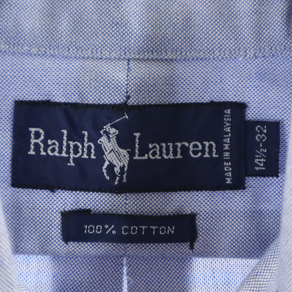 ラルフローレン 90s オールド 長袖 オックスフォード ボタンダウンシャツ 14 1/2-32 ブルー RALPH LAUREN メンズ