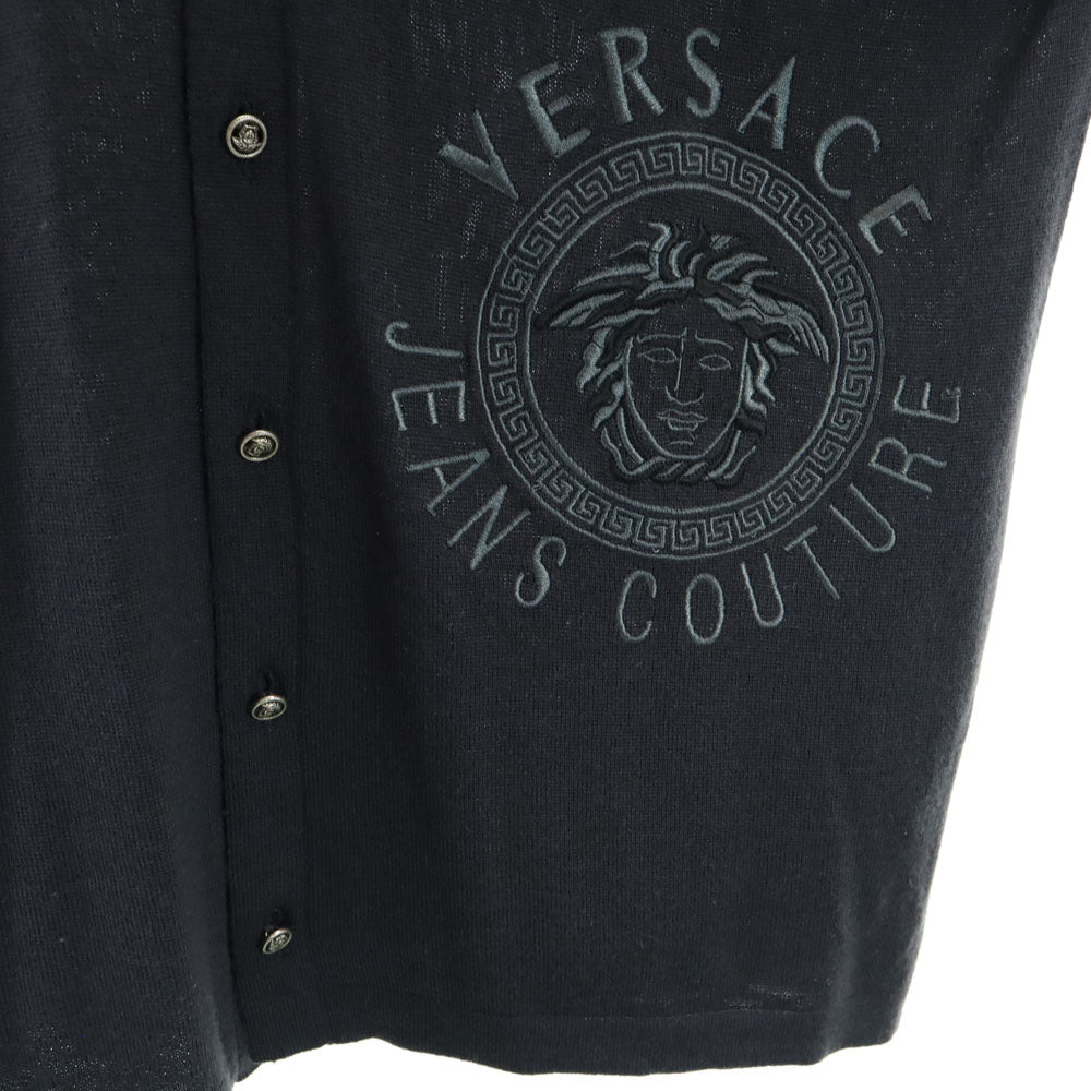 VERSACE JEANS COUTURE ヴェルサーチ ジーンズ クチュール ウール 長袖 ニットカーディガン M チャコールグレー メンズ