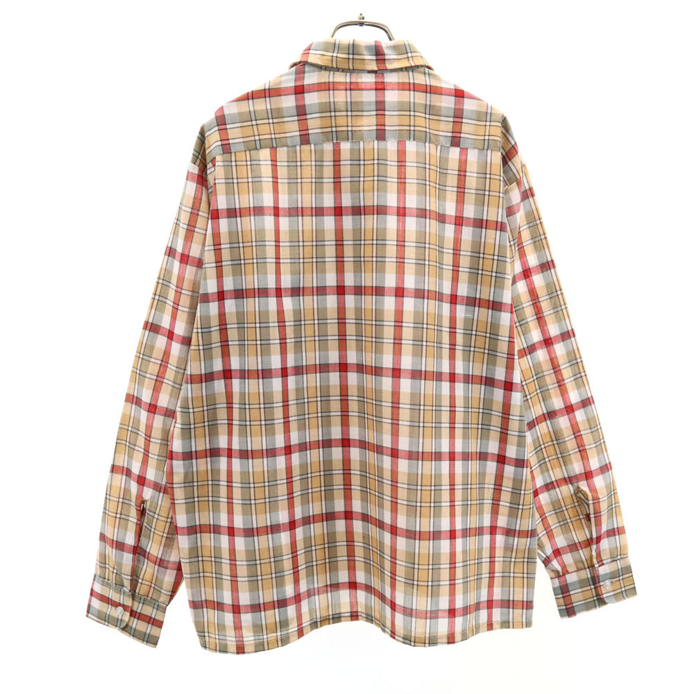ダーウィン 60s 開襟 オープンカラー ヴィンテージ ボックスシルエット チェック柄 長袖 シャツ L ベージュ 他 メンズ