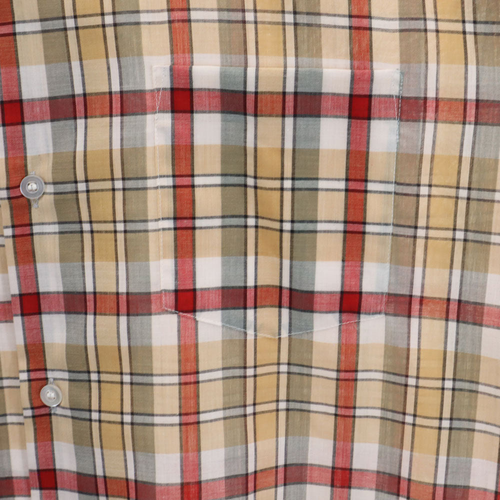 ダーウィン 60s 開襟 オープンカラー ヴィンテージ ボックスシルエット チェック柄 長袖 シャツ L ベージュ 他 メンズ