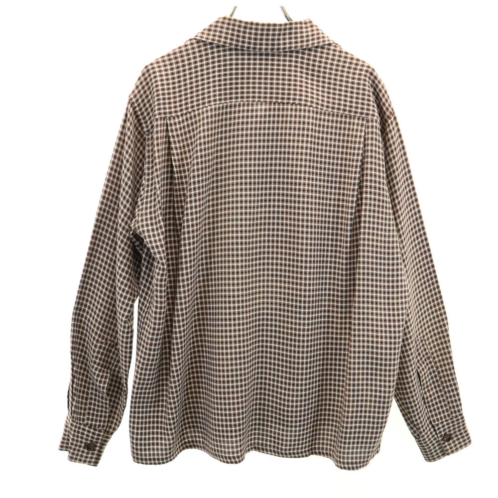 Berkshire 50s 60s 開襟 オープンカラー ヴィンテージ ボックスシルエット チェック柄 長袖 オープンカラーシャツ M ブラウン 他 メンズ