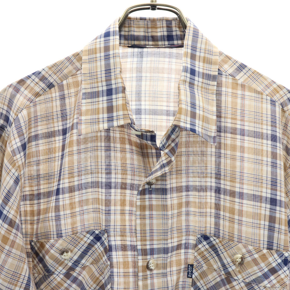 Levi's リーバイス 70s ヴィンテージ チェック柄 長袖 シャツ M ベージュ 他 メンズ