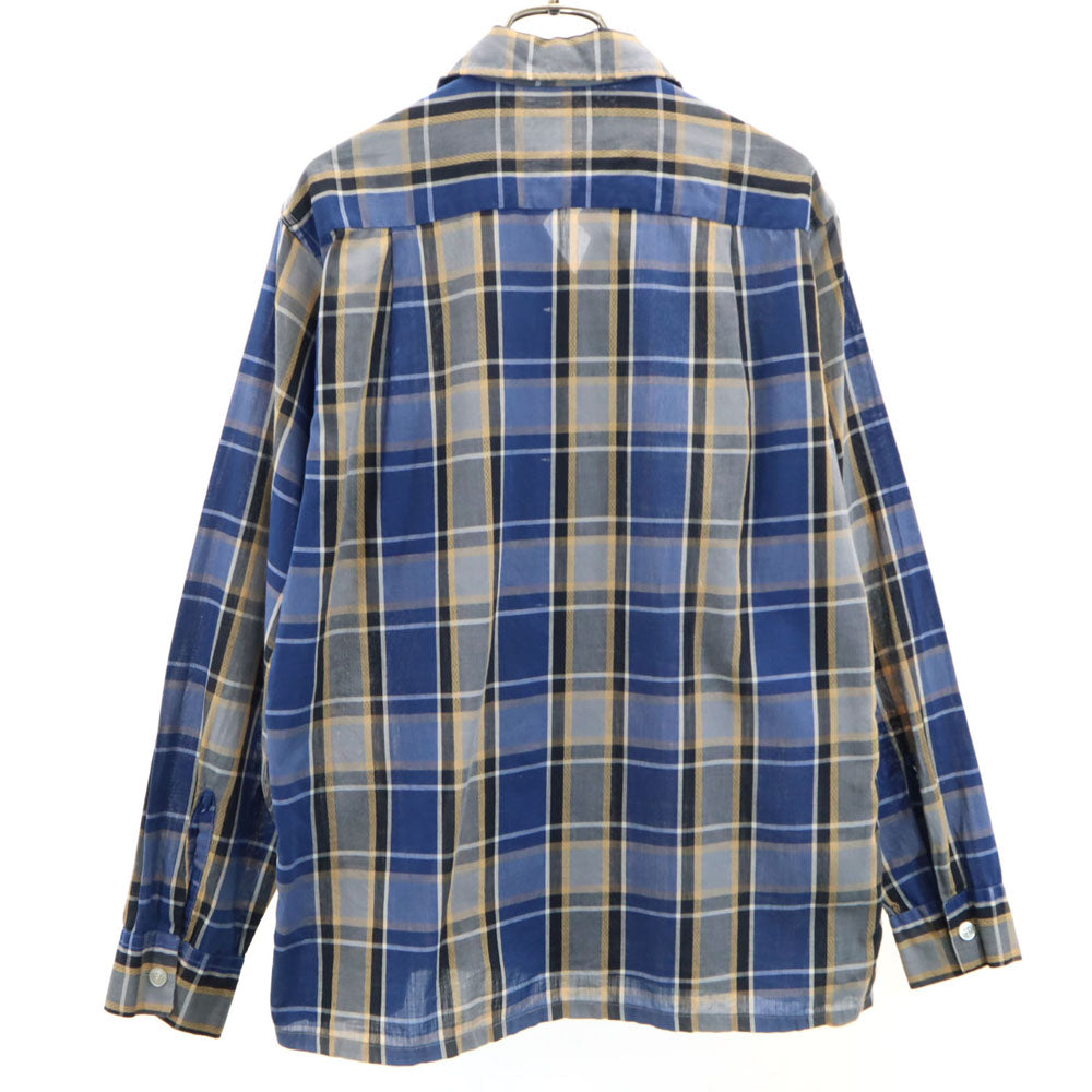 サンディマクドナルド 60s 開襟 ヴィンテージ ボックスシルエット チェック柄 長袖 オープンカラーシャツ S 青紺 他 メンズ