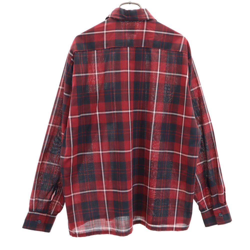 DURABLE PRESS 60s ヴィンテージ ボックスシルエット チェック柄 長袖 シャツ M ボルドー 他 メンズ